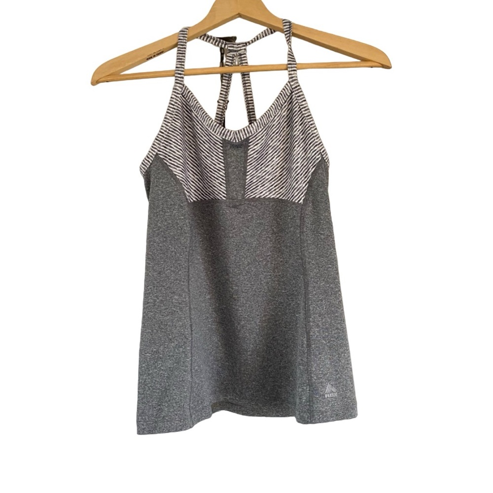 RBX Speckled Grey and White Duotone Striped Athletic Tank Top Size S